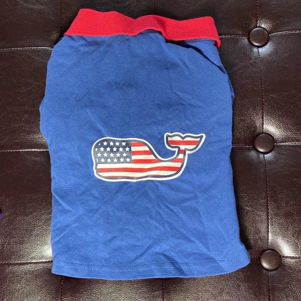 Vineyard Vines Blue Flag Whale Polo For Small Dog